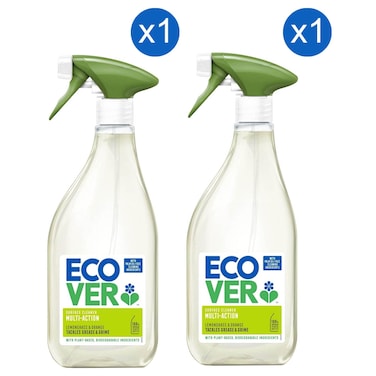Ecover Multi-Action Surface Cleaner Spray, Lemongrass and Orange, 500ml Pack of 2