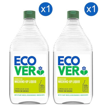 Ecover Washing-Up, Lemon and Aloe Vera, Liquid, 950ml Pack of 2