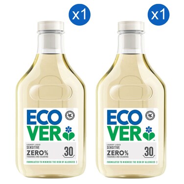 Ecover Zero Percentage Sensitive Laundry Detergent, Liquid, 1.5L Pack of 2