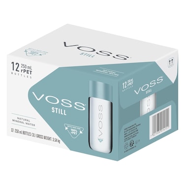 Voss Still Natural Mineral Water Pet Bottles, 250ml Pack of 12