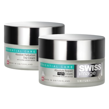 سويس إيميج كريم نهاري مُرطب للعناية الأساسية، 50 ملل + كريم ليلي مُجدد للعناية الأساسية من سويس إيميج، 50 ملل