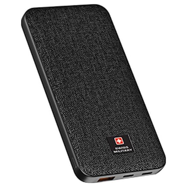 Swiss Military Dual USB-C and 1 USB-A Power Bank, 20000mAh, Black, 20 W