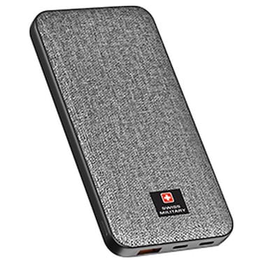 Swiss Military Dual USB-C and 1 USB-A Power Bank, 20000mAh, Gray, 20 W
