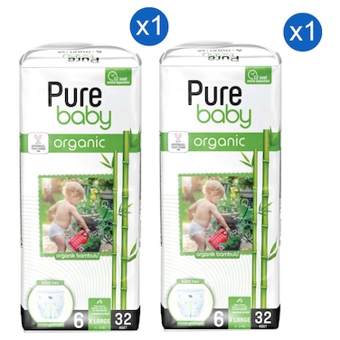 بيور بيبي حفاضات سروال للأطفال، حجم كبير جداً 6 (من 15 إلى 27 كغ)، 32 حفاضة، حزمة من 2