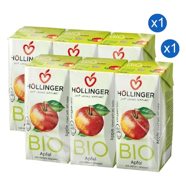 Hollinger Organic Apple Juice, 200ml Pack of 6