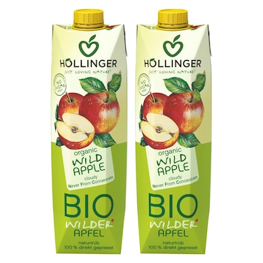 هولينغر عصير التفاح البري العضوي 1 لتر حزمة من قطعتين