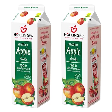 Hollinger Austrian Apple Juice, 1L Pack of 2