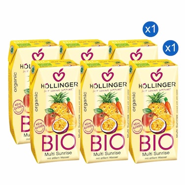 Hollinger Organic Multi Sunrise Juice, 200ml Pack of 6