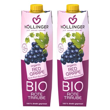 Hollinger Organic Red Grape Juice, 1L Pack of 2
