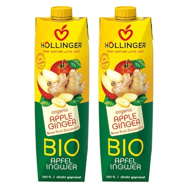 Hollinger Organic Apple Ginger Juice, 1L Pack of 2