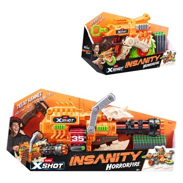 Zuru X-Shot Insanity Horrorfire Dread Hammer Blaster Gun with Bullets Bundle