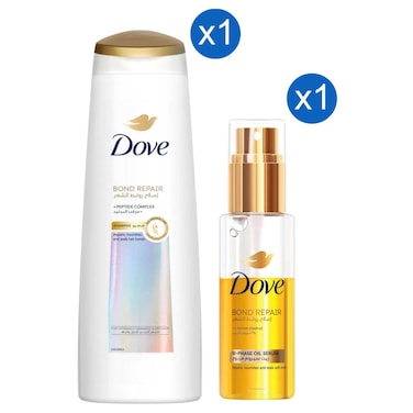 دوف بوند شامبو لإصلاح الشعر التالف والجاف، 350 ملل + سيروم زيتي 80 ملل