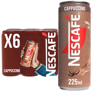 نسكافيه كابتشينو قهوة مثلجة جاهزة للإستخدام، علبة 225 ملل، حزمة من 6
