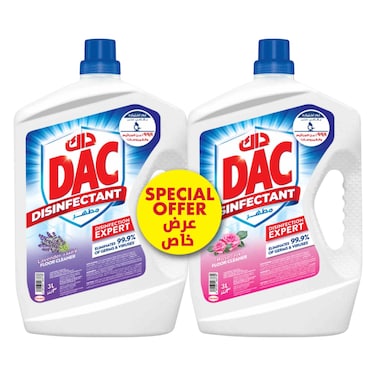 داك منظف الأرضيات المطهر، برائحة اللافندر والورد، 3 لتر + 3 لتر