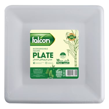 Falcon, 10 Pcs Biodegradable Square Plate, 10inch
