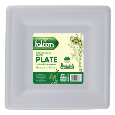 فالكون، 10 قطع من الأطباق المربعة القابلة للتحلل الحيوي، 8 بوصات