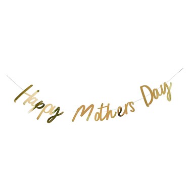 Hootyballoo Happy Mother's Day Banner, Gold, 2m