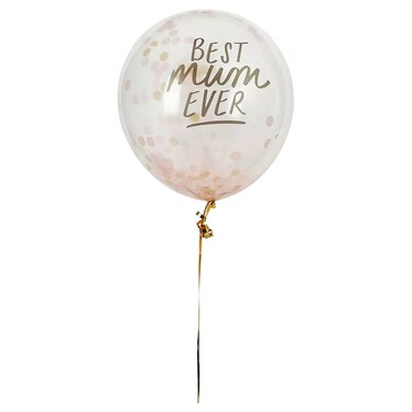 Hootyballoo Best Mum Ever Confetti Latex Balloons, 12inch