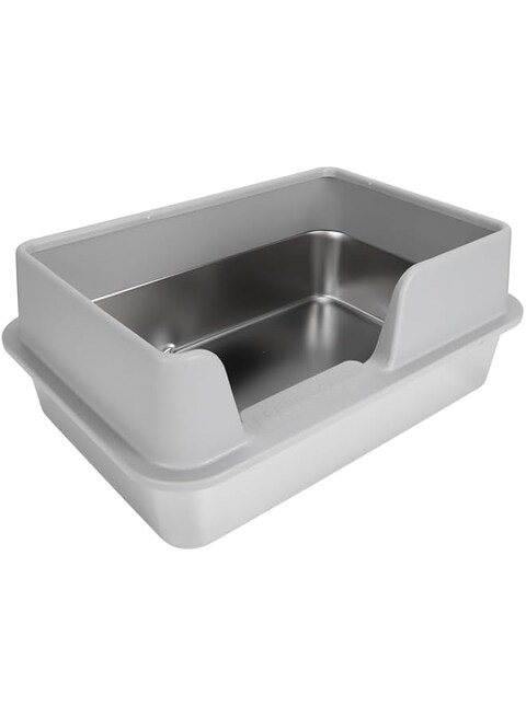 Luocute Stainless Steel Cat Litter Box, Side Entry Design Enclosed High Wall, Easy to Clean, Anti Shedding, Non Sticky, Anti Leakage Kitty Litter Box with Scoop, for Cats, Rabbits,