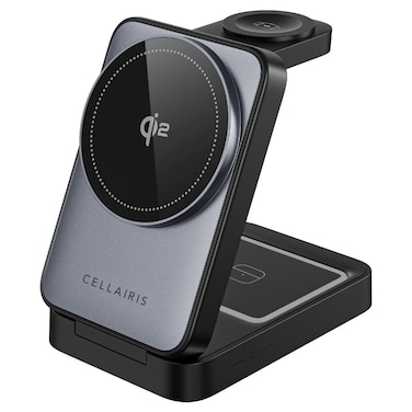 سيليريس شاحن مغناطيسي لاسلكي 3 في 1 ، أسود، 15 وات