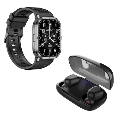 سيليريس ألتيما إل ساعة ذكية، بلوتوث، مع سماعات أذن داخلية لاسلكية DSR بتقنية بلوتوث حقيقية -سوداء-