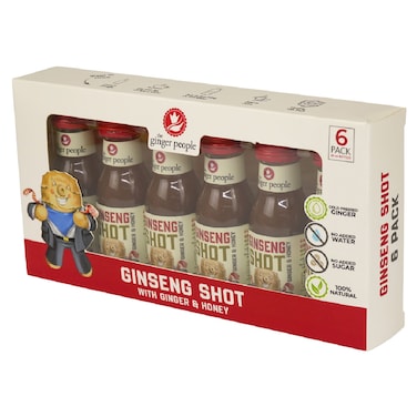 The Ginger People Ginseng Shot with Ginger and Honey, 30ml, Pack of 6