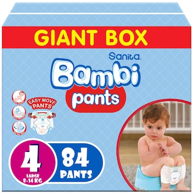 Bambi Extra Comfort Pant Diapers,Disposal Tape, Size 4 (8 to 14 kg), 84 Count
