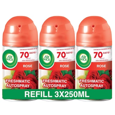 Air Wick Automatic Air Freshener Spray Refill, Rose Scent, 250ml Pack of 3