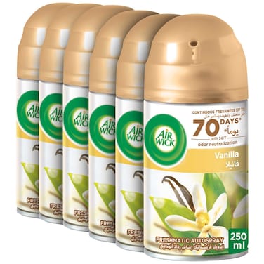 Air Wick Automatic Air Freshener Spray Refill, Vanilla Scent, 250ml Pack of 6