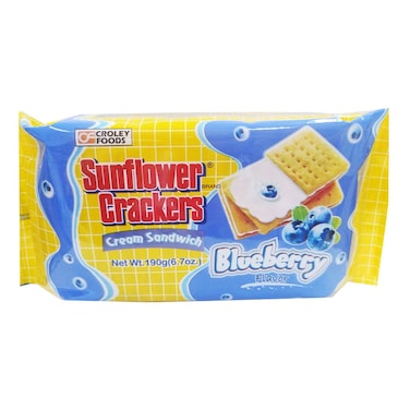 Croley Foods Sunflower Crackers Blueberry Flavour Cream Sandwich Crackers, 190g