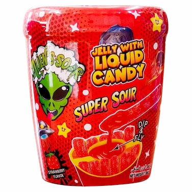 أليينز حلوى جيلي بنكهة الفراولة الحامضة مع حلوى سائلة 96 غرام