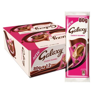 Galaxy Cookie Crumble Chocolate Bar, 80g Pack of 12