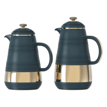 هوم ميكر طقم الترمس مفرغ من الهواء من الفولاذ المقاوم للصدأ، أزرق