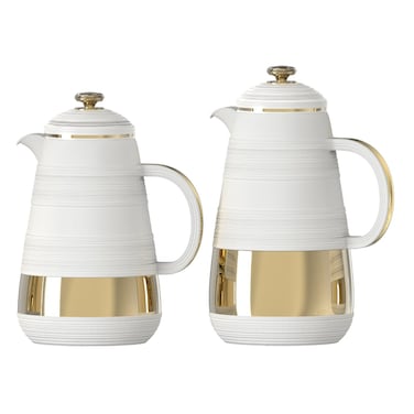 هوم ميكر طقم الترمس مفرغ من الهواء من الفولاذ المقاوم للصدأ، أبيض