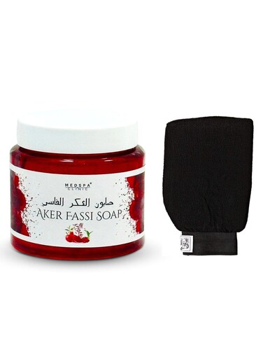 Aker Fassi Soap with Luffa Combo Pack Purifying, Cleansing, Exfoliating for Hammam Ritual 500ml