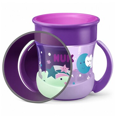 نوك كوب NUK Mini Magic بحافة شرب 360 درجة، لون بنفسجي