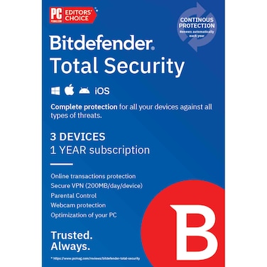 Bitdefender Total Security 1 Year, 3 Devices