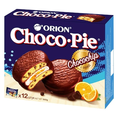 Orion Choco-Pie Choco Chip and Orange Marshmallow Cookie, 360g