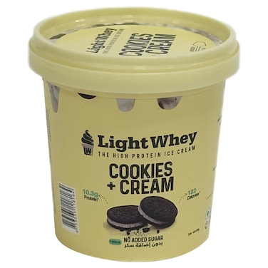 Light Whey Cookies and Cream No Added Sugar High Protein Ice Cream Cup, 100ml