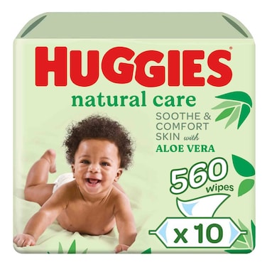 Huggies Natural Care Soothe and Comfort Skin with Aloe Vera Baby Wipes 560 Wipes
