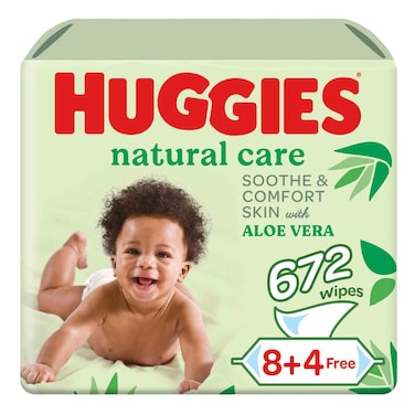 Huggies Natural Care Soothe and Comfort Skin with Aloe Vera Baby Wipes 672 Wipes