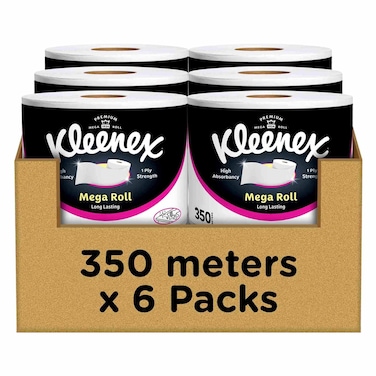 كلينكس ميغا مناديل مطبخ ورقية، 350 متر، 6 لفات