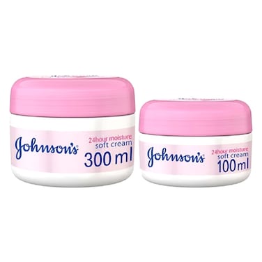 Johnson's  24 Hour Moisture Soft Cream, Non-Greasy Formula, 300ml + 100ml