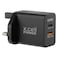 X.Cell Power USB-C and USB-A Adapter, Black, 20 W