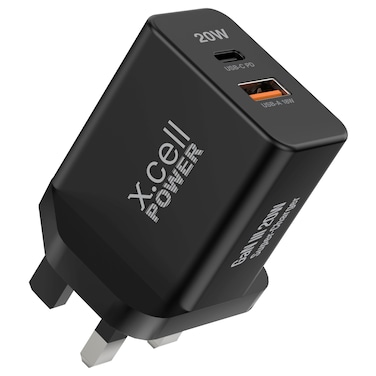 X.Cell Power USB-C and USB-A Adapter, Black, 20 W