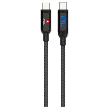 Swiss Military USB-C to USB-C Data Sync and Charging Cable, Black, 1m, 100 W