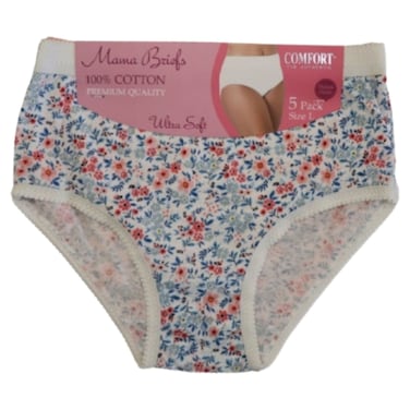 Comfort Women Mama Floral Cotton Briefs, M-XXL, Pack of 5