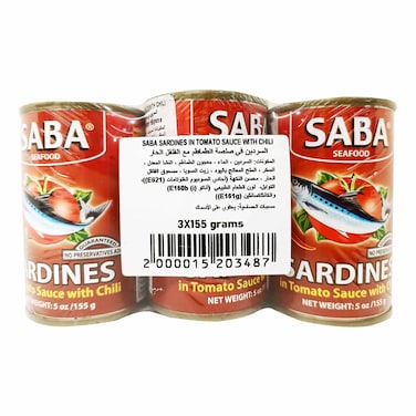 Saba Sardines in Tomato Sauce with Chili, 155g Pack of 3