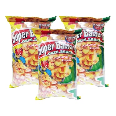 W.L Super Bawang Natural Garlic Flavour Corn Bits, 100g Pack of 3