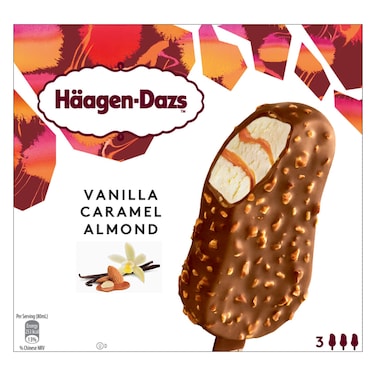 هاجن داز آيس كريم بنكهة الفانيليا والكراميل واللوز، 80 ملل حزمة من 3